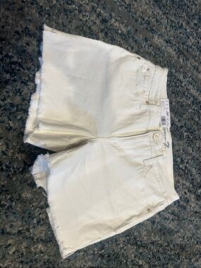 Seven7 Off-White Frayed Hem Denim Shorts